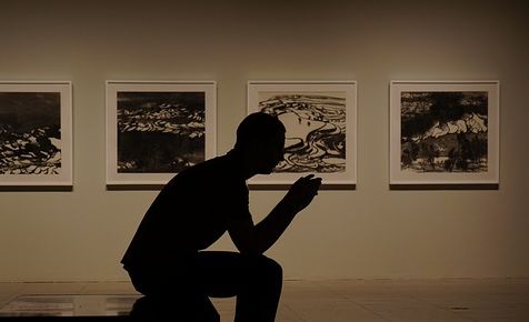 Άνθρωπος σε γκαλερί τέχνης