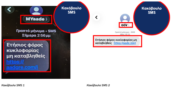 Κακόβουλα sms ΑΑΔΕ