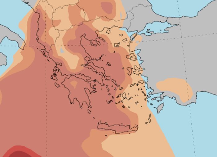 Αφρικανική σκόνη χάρτης Ελλάδα