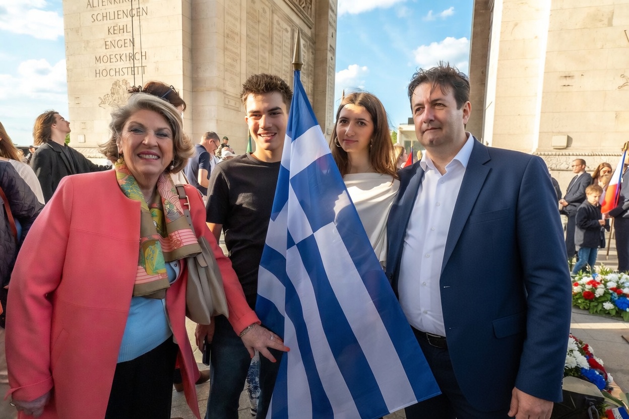 Journée de l' europe - Ravigage de la flamme Arc de Thriomphe