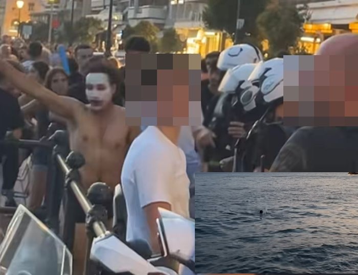Νεαρός άντρας με μακιγιάζ Joker κάνει μπάνιο στον Θερμαϊκό
