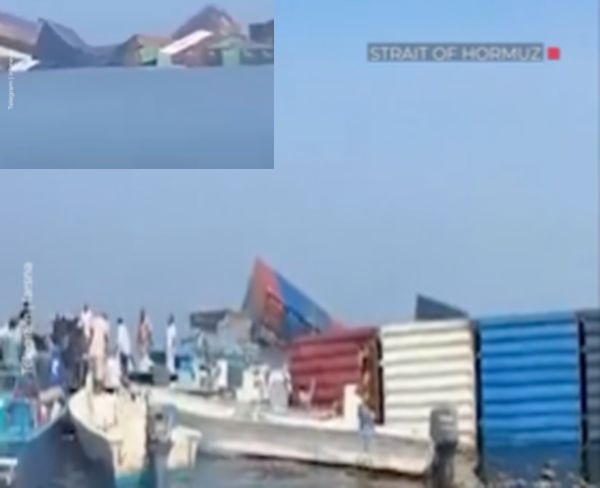 Γέμισε με κοντέινερ που επιπλέουν στα στενά του Ορμούζ